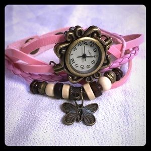 Leather Beads & Charm Watch